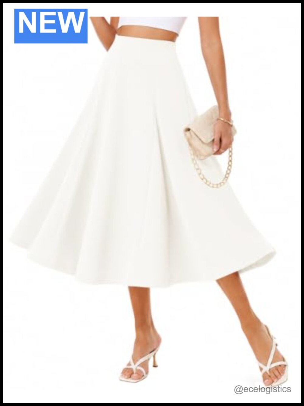 Flared High Waisted Pleated Midi Skirt for Women A-Line Swing Skirt